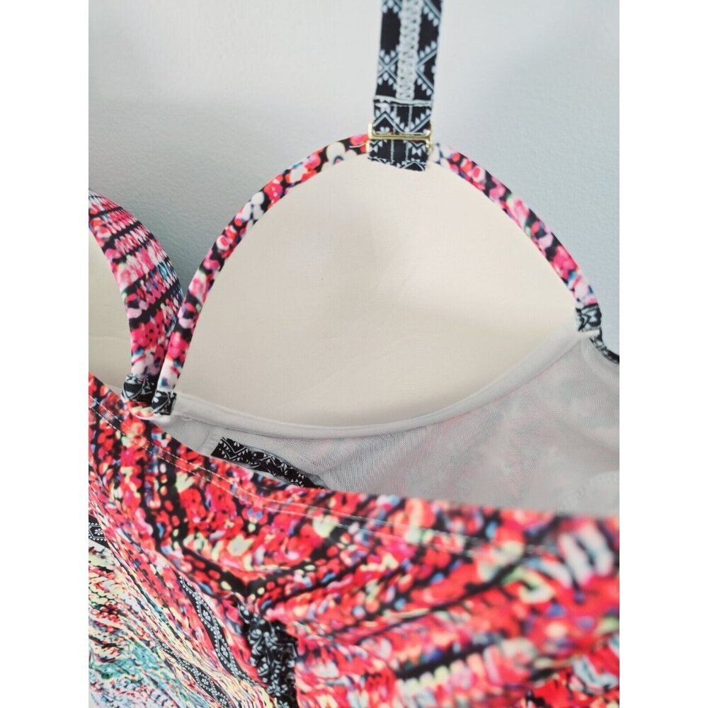 Meet Curve Multicolored Plunge Underwire Molded Cups One Piece Swimsuit 4X 4XL - Picture 10 of 12